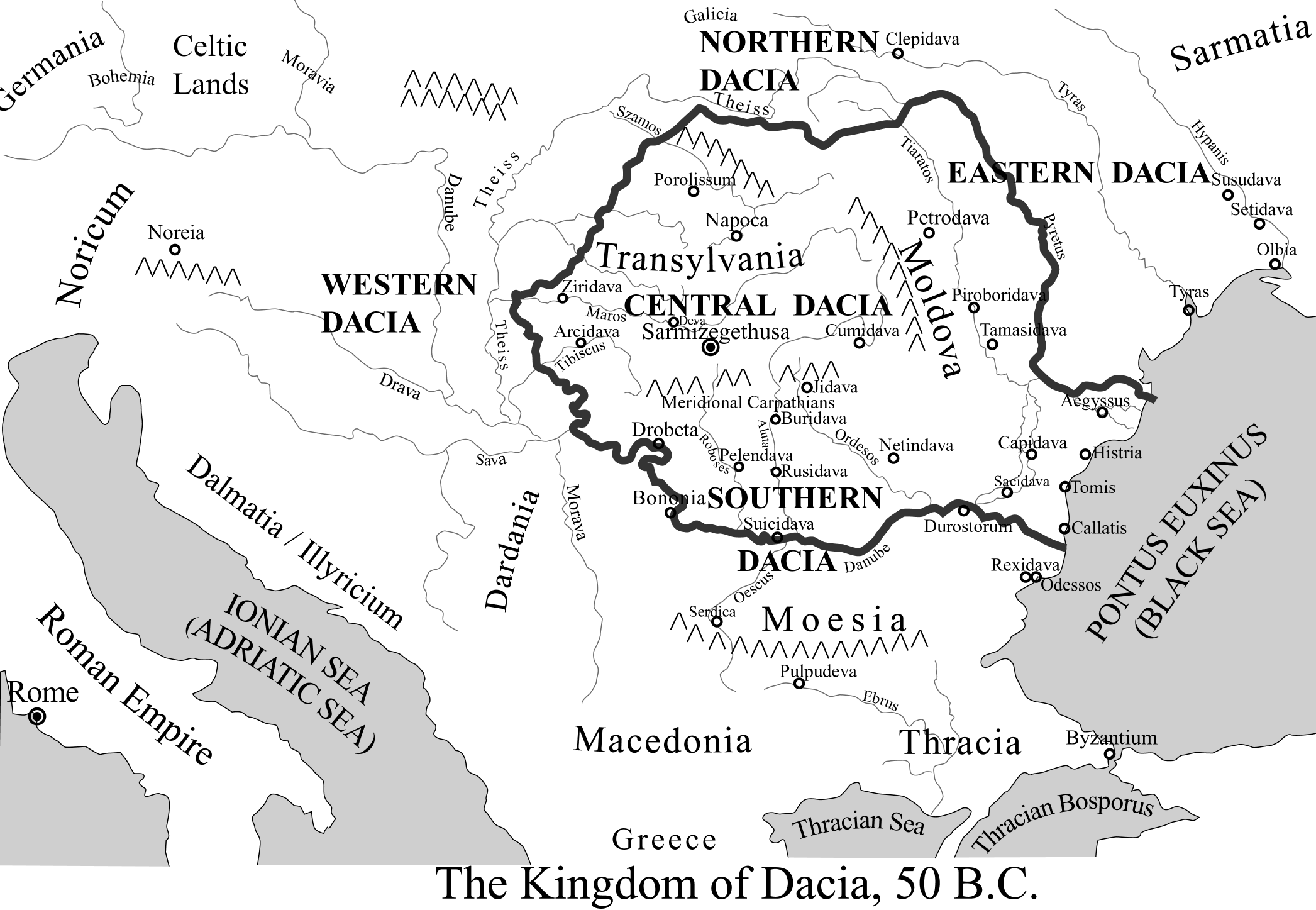 Map of Dacia